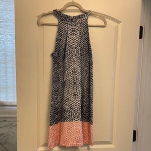 Tart Navy and Coral Printed Midi Dress